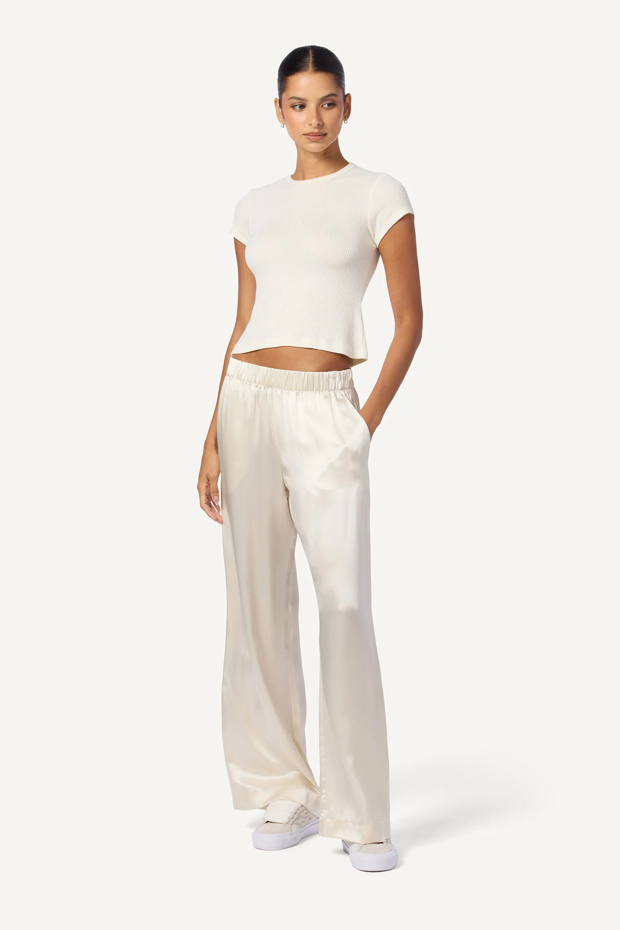 YAEL FITTED RIB SHIRT | GARDENIA
